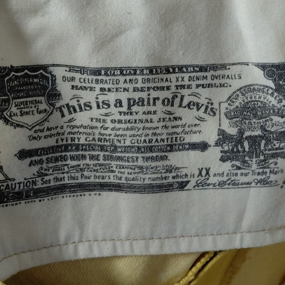 Levi's 501 Yellow Straight Leg Classic Fit Jeans Men Size W38 L32 - Picture 10 of 16